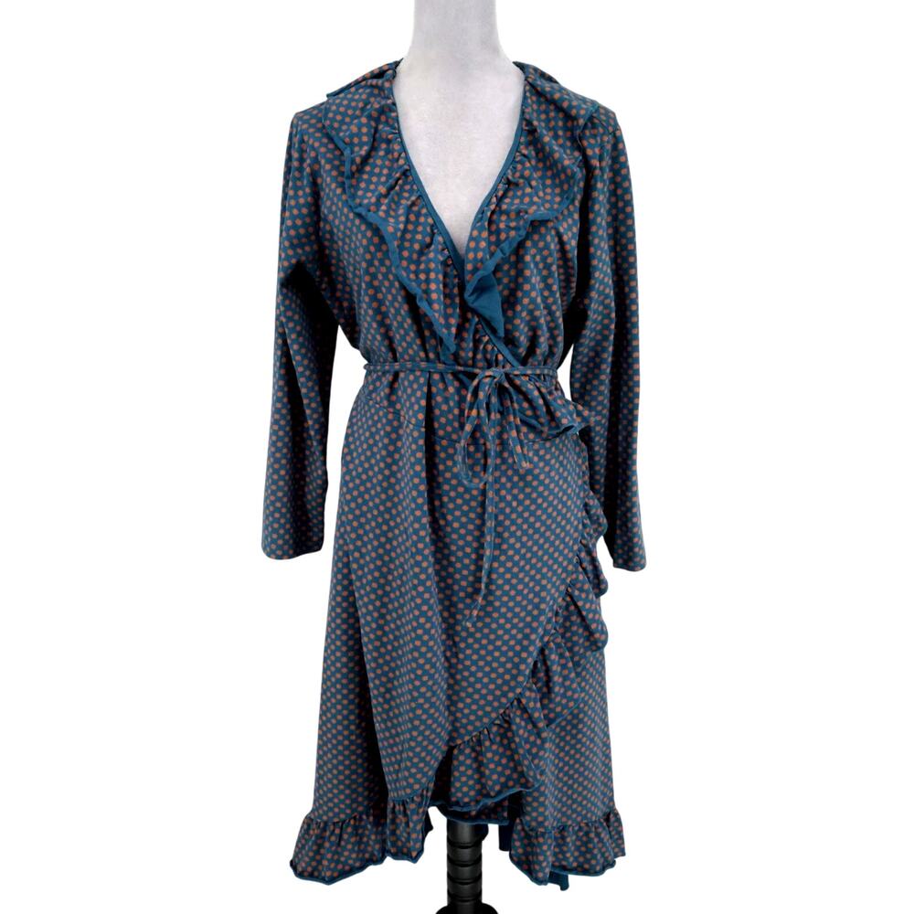 Matilda Jane Dress Plus Size 2XL 2X Blue Red Floral Wrap Stretch Cotton Ruffles